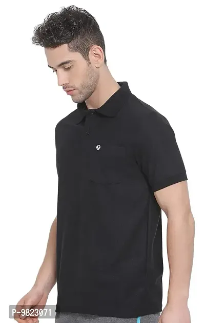 Lux Nitro Men's Black Cotton Polo T-Shirt with Pocket (Size : Small)-thumb3