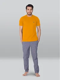 Reliable Orange Cotton Blend Solid Round Neck Tees For Men-thumb3