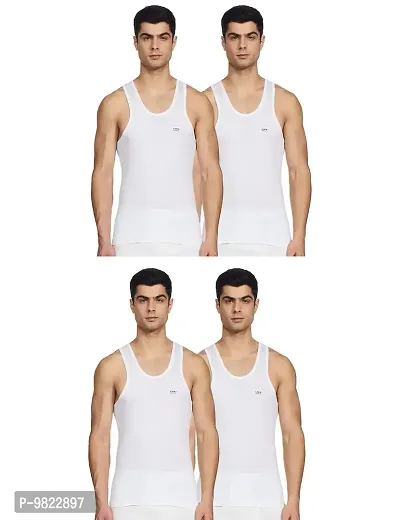 LUX VENUS Men's Cotton Vest (Pack of 4) (8904209873958_Venus_WH_RN_90_White)-thumb0