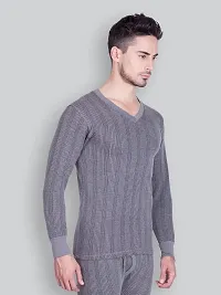 Stylish Grey Cotton Solid Long Sleeves Thermal Tops For Men-thumb2