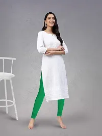 LYRA Women CROCODILE GREEN Cotton Churidar Leggings-thumb4