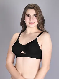 Stylish Black Cotton Solid Bras For Women Pack Of 2-thumb2