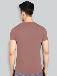 Reliable Peach Cotton Blend Solid Round Neck Tees For Men- Pack Of 2-thumb1