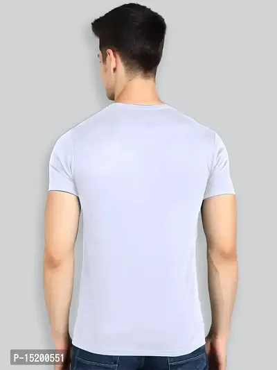 Reliable White Cotton Blend Solid Round Neck Tees For Men-thumb2