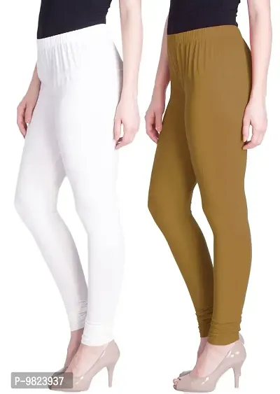 Lyra Women's Regular (Churidar Leggings_White,Wheat_Free Size)