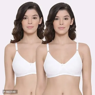 Lyra Women's Moulded Encircled Bra(513) Pack of 2 White,32B-thumb0