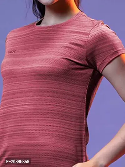 Elegant Dri Fit Round Neck Polyester Fabric  Purple Play Active Wear Top-thumb4