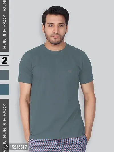 Men Solid Round  Neck Assorted T-Shirt Pack of 2