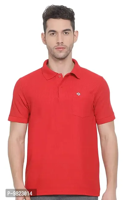 Lux Nitro Men's Red Cotton Polo T-Shirt with Pocket (Size : Large)-thumb0