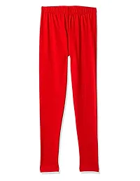 Stylish Red Cotton Solid Leggings For Girls-thumb1