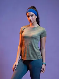 Elegant Dri Fit Round Neck Polyester Fabric  Olive Play Active Wear Top-thumb2