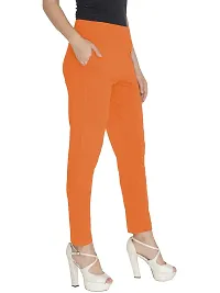 Elegant Orange Cotton Solid Trousers For Women-thumb2