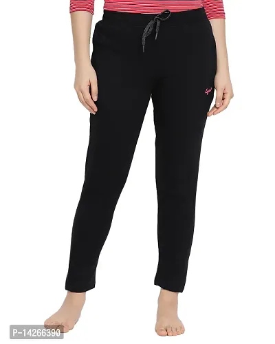 Elegant Black Cotton Blend Solid Trousers For Women