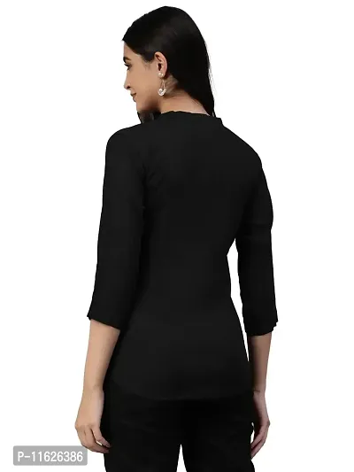 Elegant Black Rayon Solid Top For Women-thumb2