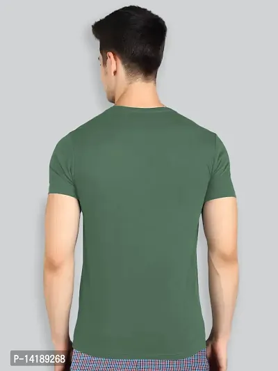 Reliable Green Cotton Blend Solid Round Neck Tees For Men- Pack Of 2-thumb2