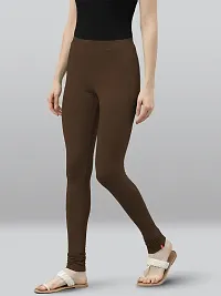 Lyra Solid Ultra Soft Fabric Dark Chocolate Premium Churidar Leggings-thumb2