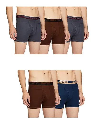 Attractive Lux Venus Cotton Solid Trunks Combo For Men Pack of 5