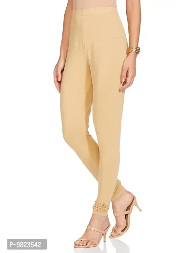 Lyra Women CARAMEL BROWN Cotton Churidar Leggings-thumb2