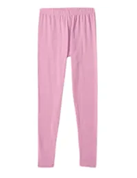 Alluring Pink Cotton Solid Leggings For Girls-thumb1