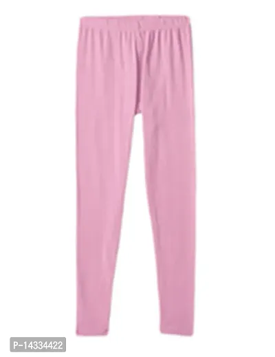 Alluring Pink Cotton Solid Leggings For Girls-thumb2