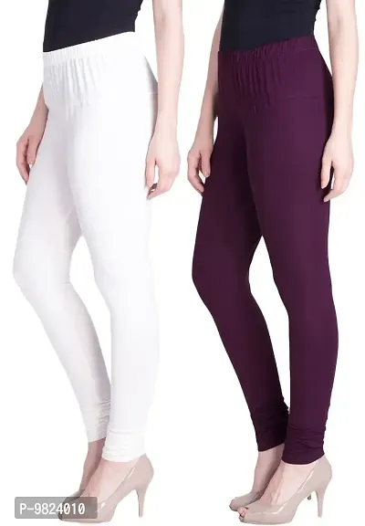 Lyra Women's Regular (Churidar Leggings_White,M.Purple_Free Size)-thumb0