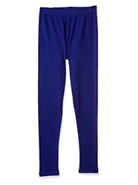 Stylish Blue Cotton Solid Leggings For Girls-thumb1