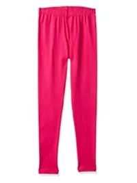 Stylish Pink Cotton Solid Leggings For Girls-thumb1