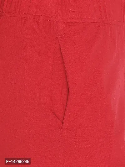 Elegant Red Cotton Solid Trousers For Women-thumb4