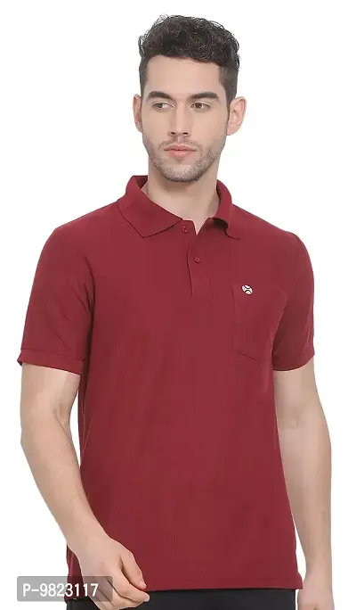 Lux Nitro Men's Maroon Cotton Polo T-Shirt with Pocket (Size : Small)