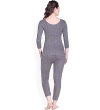 Lux Inferno Women's Solid Round Neck Full Sleeves Top and Trouser Thermal Set (100cm, Grey)-thumb1