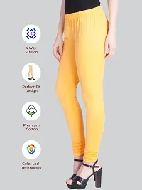 LYRA Women PASTEL YELLOW Cotton Churidar Leggings-thumb2