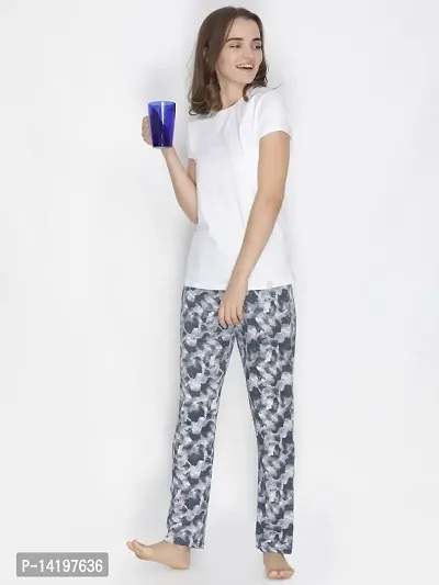 Elegant Grey Cotton Printed Pyjamas For Women-thumb4