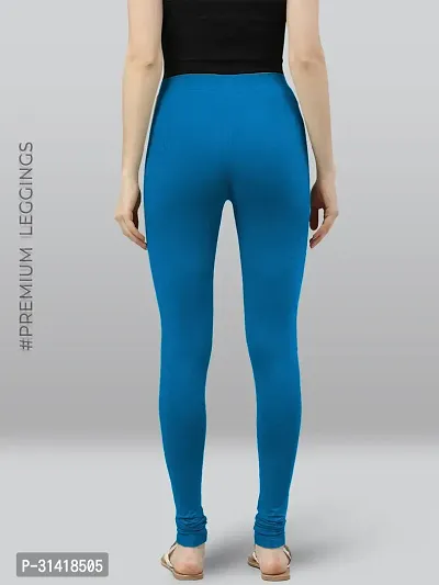 Fabulous Blue Poly Viscose Solid Leggings For Women-thumb2