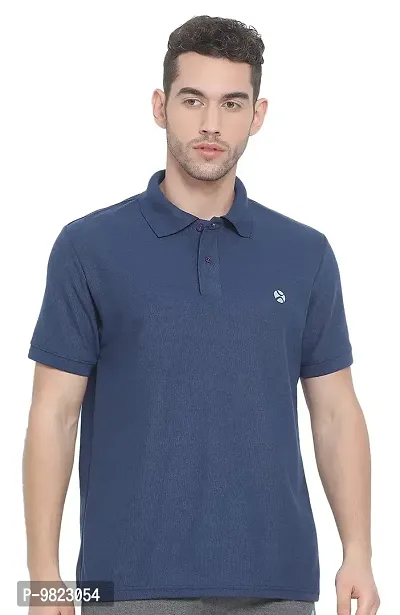 Lux Nitro Men's Airforce Blue Cotton Polo T-Shirt (Size:Small)