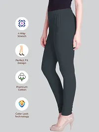 LYRA Women STONE GREY Cotton Churidar Leggings-thumb2