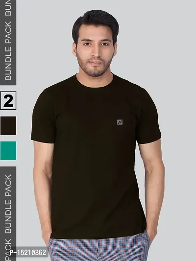 Men Solid Round  Neck Assorted T-Shirt Pack of 2