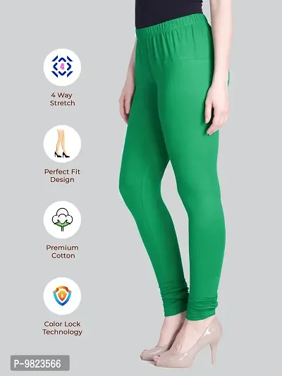 LYRA Women CROCODILE GREEN Cotton Churidar Leggings-thumb3