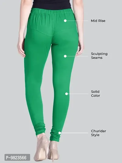 LYRA Women CROCODILE GREEN Cotton Churidar Leggings-thumb2