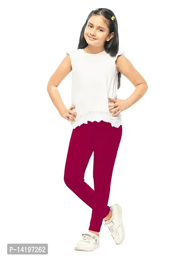 Stylish Pink Cotton Solid Leggings For Girls