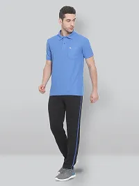 Men Solid Polo Neck Bright Blue T-shirt With Pocket-thumb3