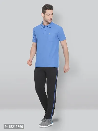 Men Solid Polo Neck Bright Blue T-shirt With Pocket-thumb4