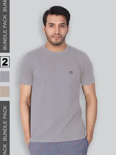 Reliable Blend Solid Round Neck Tees For Men