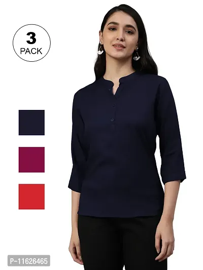 Elegant Rayon Solid Top For Women- Pack Of 3