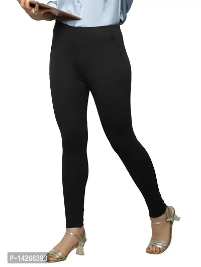 Elegant Black Cotton Blend Solid Trousers For Women-thumb3