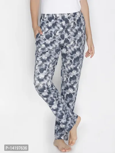 Elegant Grey Cotton Printed Pyjamas For Women-thumb0