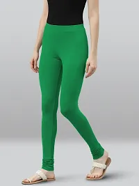 Lyra Solid Ultra Soft Fabric Chili Green Premium Churidar Leggings-thumb2