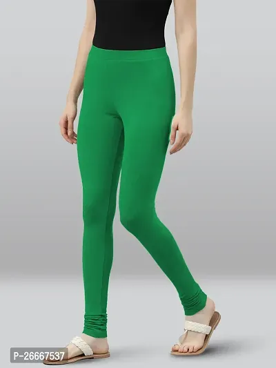 Lyra Solid Ultra Soft Fabric Chili Green Premium Churidar Leggings-thumb3