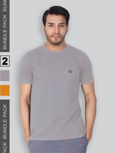 Reliable Blend Solid Round Neck Tees For Men