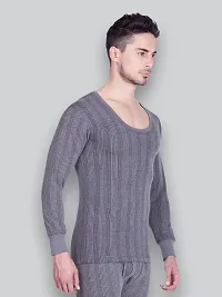 Stylish Grey Cotton Solid Long Sleeves Thermal Tops For Men Pack Of 2-thumb2