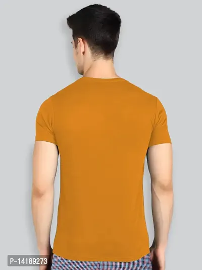 Reliable Orange Cotton Blend Solid Round Neck Tees For Men- Pack Of 2-thumb2